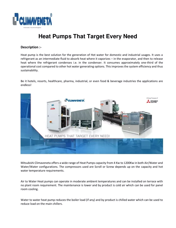 heat pumps that target every need