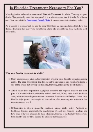 is fluoride treatment necessary for you