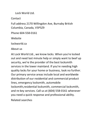 lock world ltd