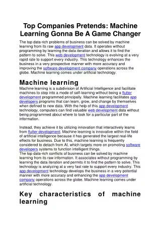 top companies pretends machine learning gonna