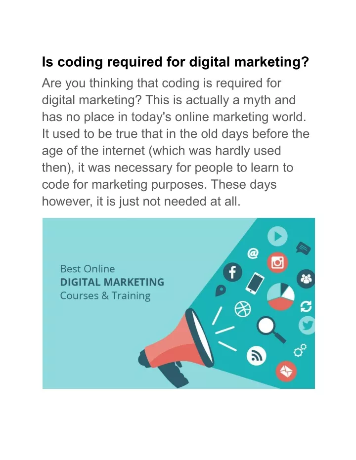 is coding required for digital marketing