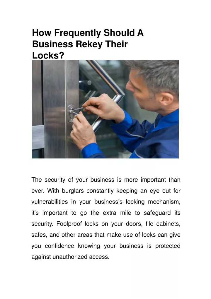 how frequently should a business rekey their locks