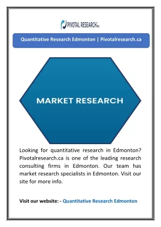 Quantitative Research Edmonton | Pivotalresearch.ca