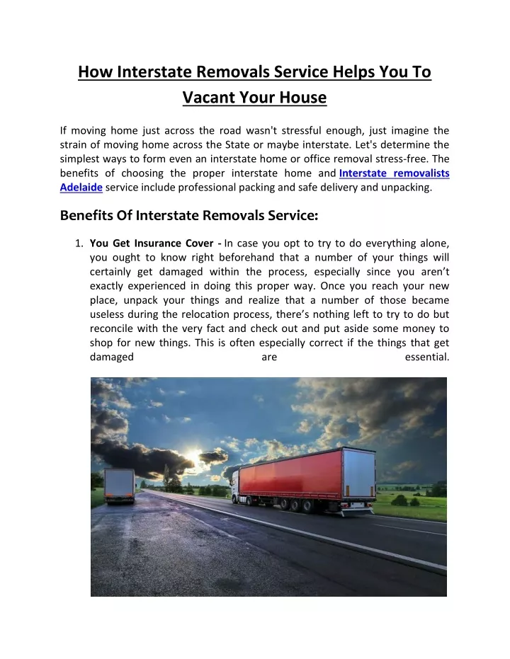 how interstate removals service helps