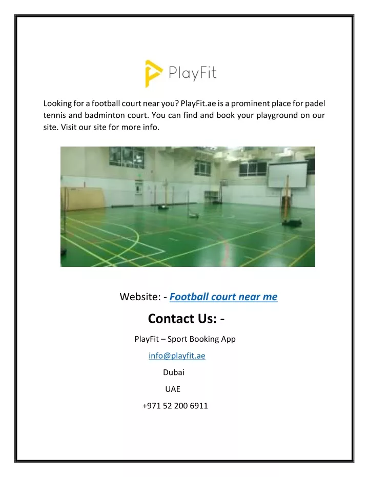 looking for a football court near you playfit