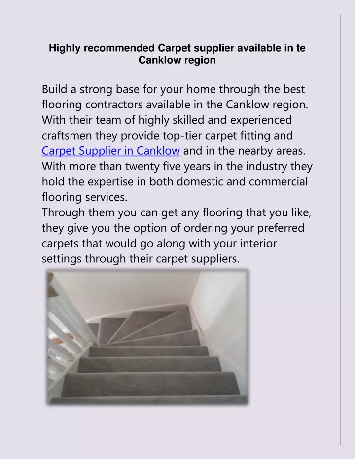 highly recommended carpet supplier available