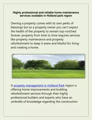 highly professional and reliable home maintenance