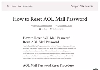 How to Reset AOL Mail Password