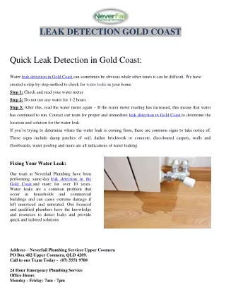 Fixing Water Leak Detection Gold Coast
