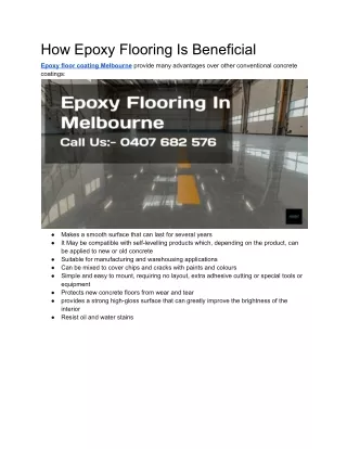 how epoxy flooring is beneficial