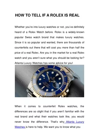 HOW TO TELL IF A ROLEX IS REAL