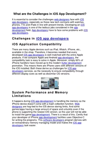 what are the challenges in ios app development