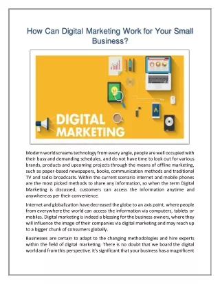 how can digital marketing work for your small