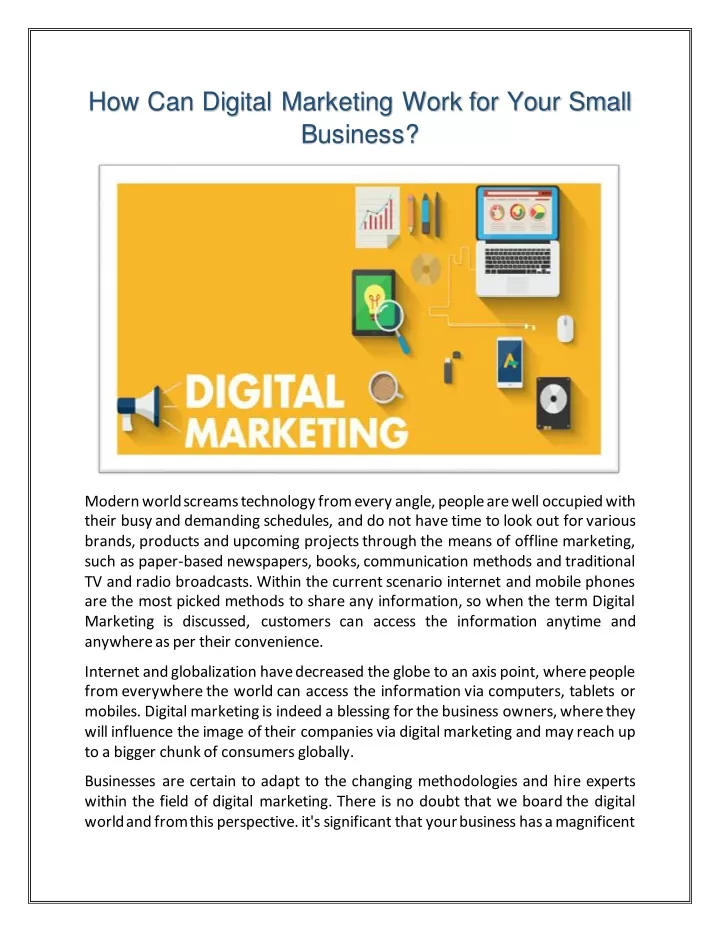 how can digital marketing work for your small