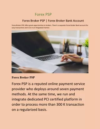 Forex Broker PSP | Forex Broker Bank Account