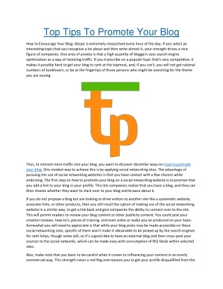 Top Tips To Promote Your Blog