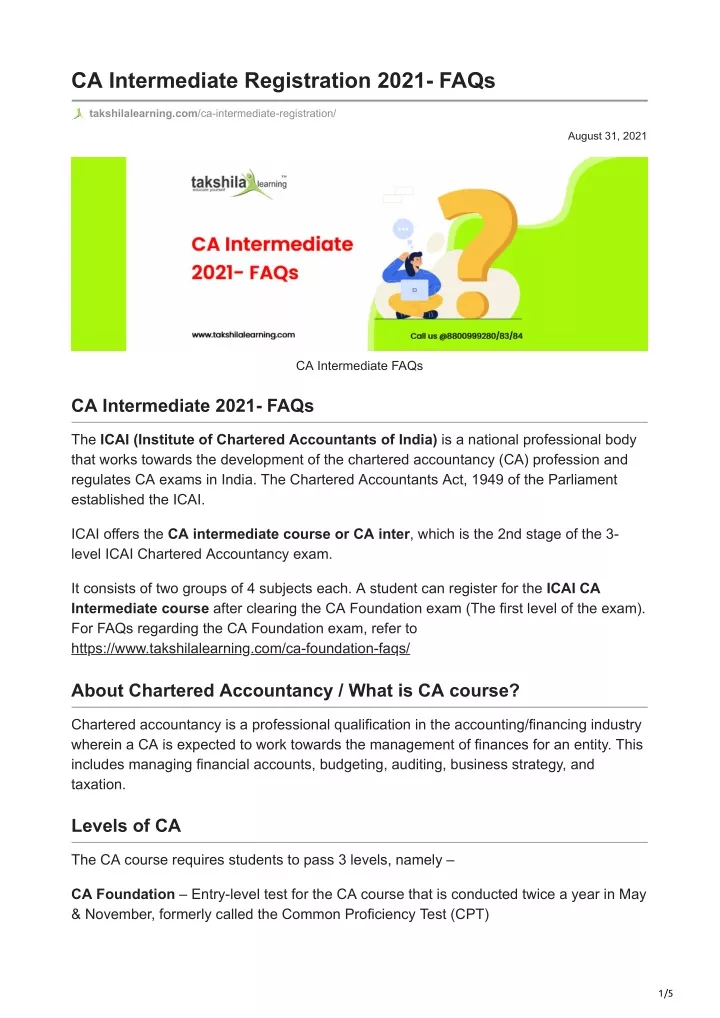 ca intermediate registration 2021 faqs