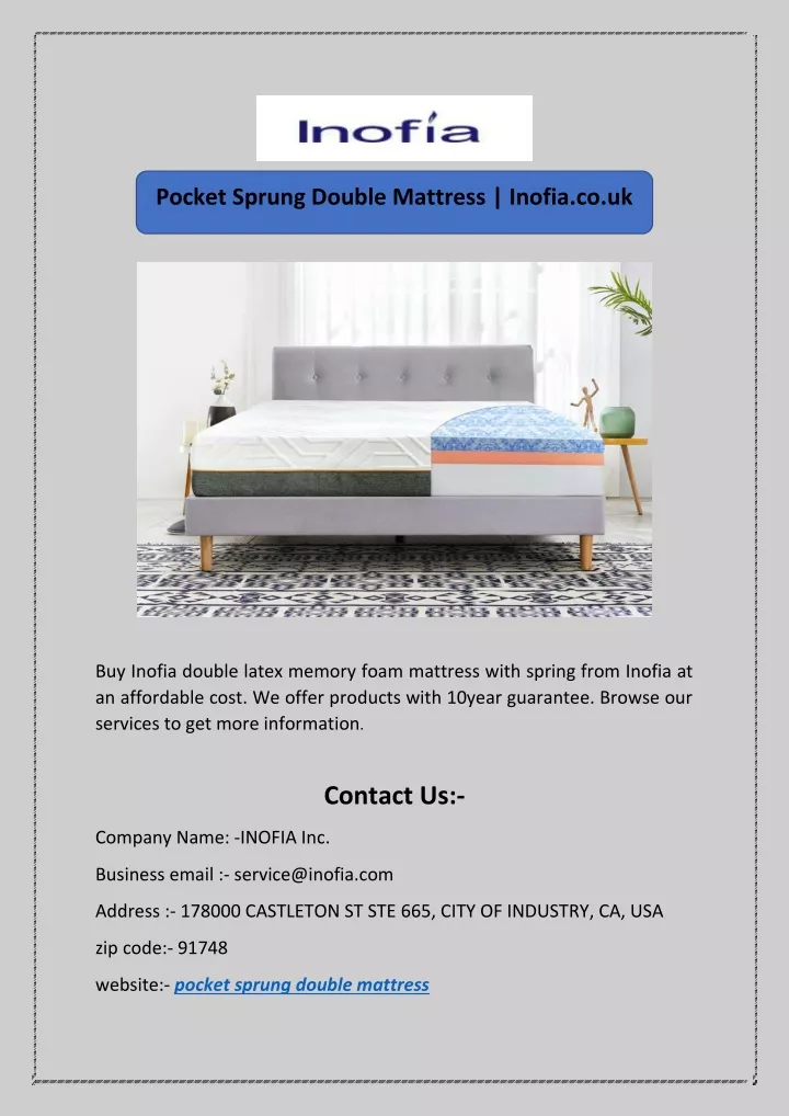 pocket sprung double mattress inofia co uk