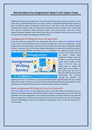 worried about your assignments speak