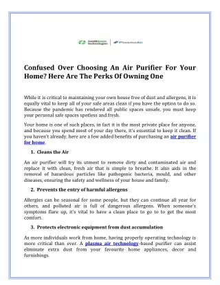 confused over choosing an air purifier for your