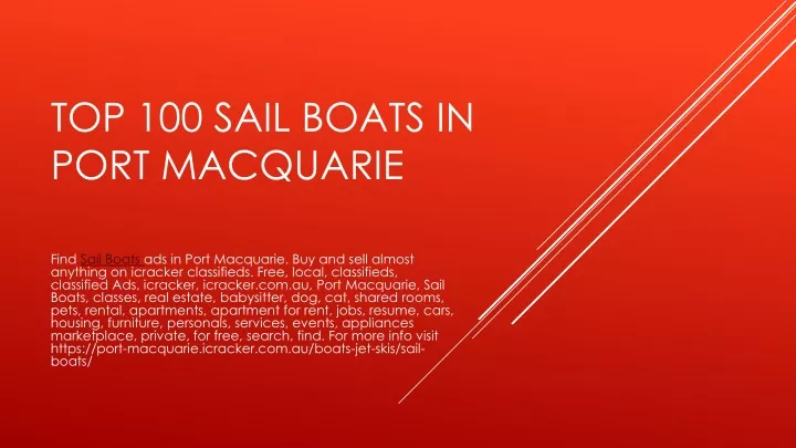 top 100 sail boats in port macquarie