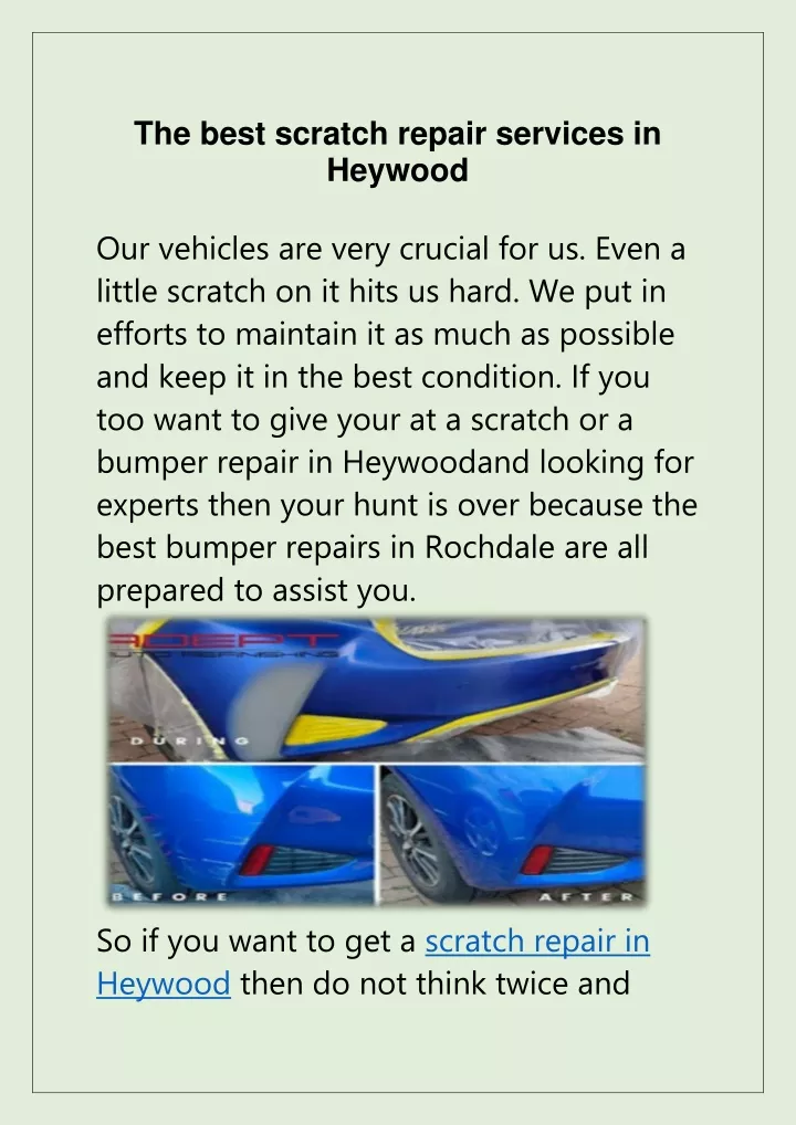 the best scratch repair services in heywood