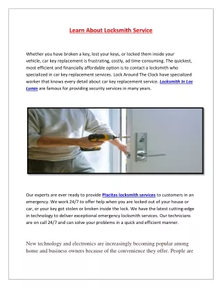 Learn About Locksmith Service