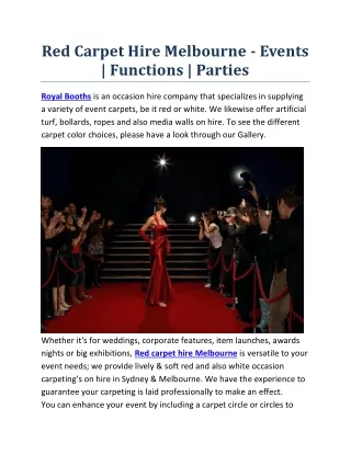 Red Carpet Hire Melbourne - Events | Functions | Parties