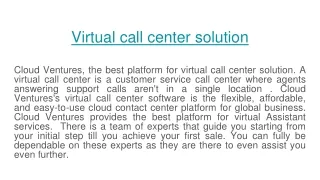 Virtual call center solution