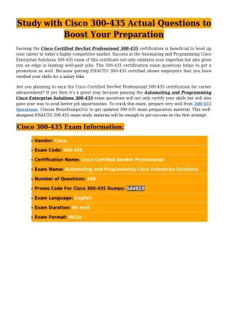 study with cisco 300 435 actual questions