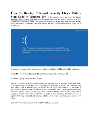 h ow to resolve if kernel security check failure