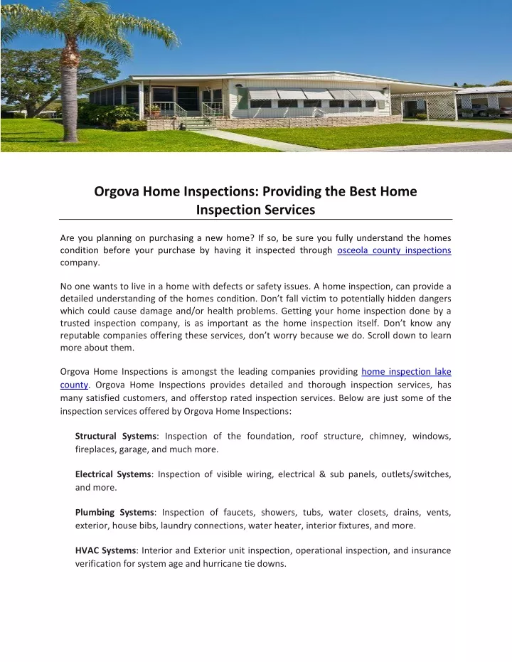 orgova home inspections providing the best home