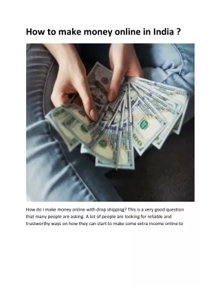 How to make money online in India ?
