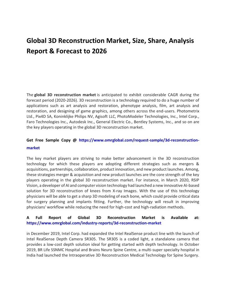 global 3d reconstruction market size share