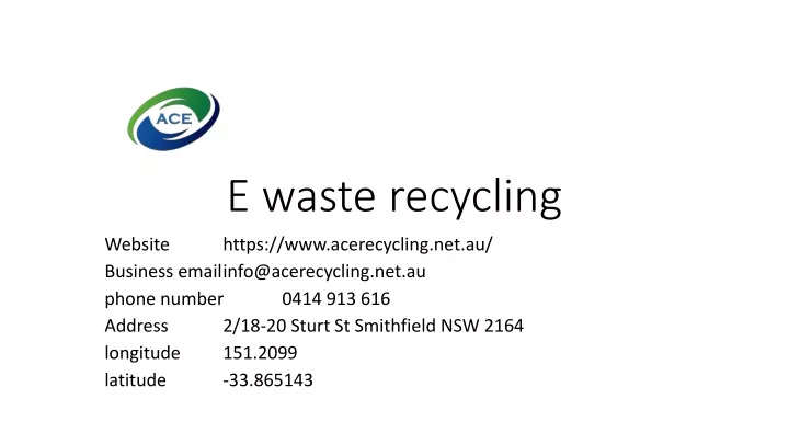 e waste recycling