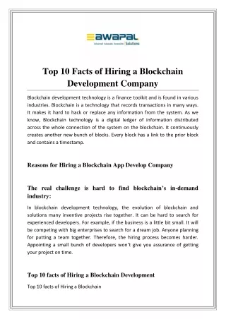 top 10 facts of hiring a blockchain development