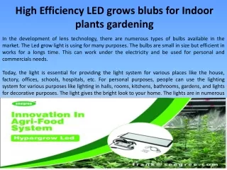 High Efficiency LED grows blubs for Indoor plants gardening