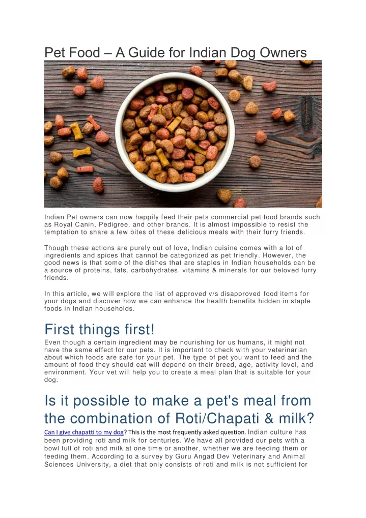 pet food a guide for indian dog owners