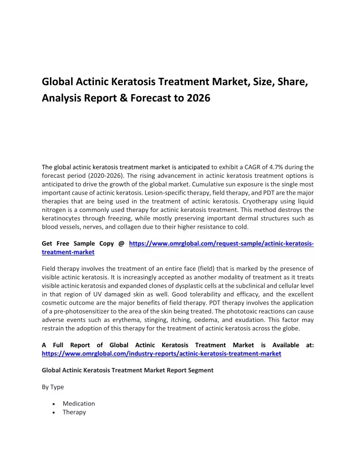 global actinic keratosis treatment market size