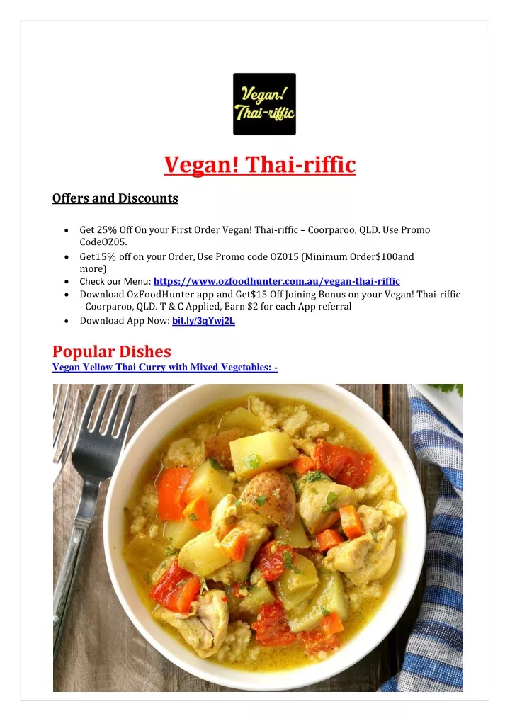 vegan thai riffic offers and discounts
