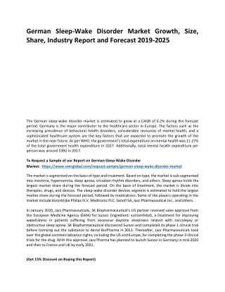 German Sleep-Wake Disorder Market Trends, Size, Competitive Analysis and Forecas