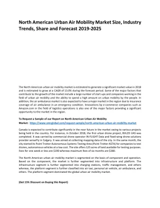 North American Urban Air Mobility Market Trends, Size, Competitive Analysis and