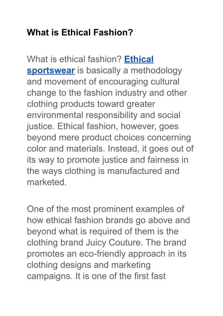 PPT - What is Ethical Fashion PowerPoint Presentation, free download ...