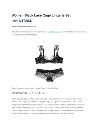 women black lace cage lingerie set