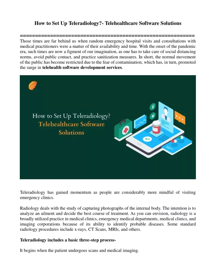 how to set up teleradiology telehealthcare