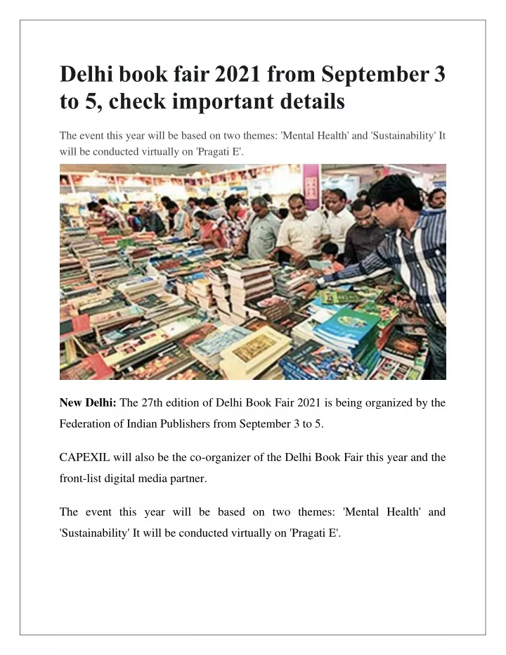 delhi book fair 2021 from september 3 to 5 check