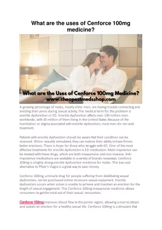 what are the uses of cenforce 100mg medicine