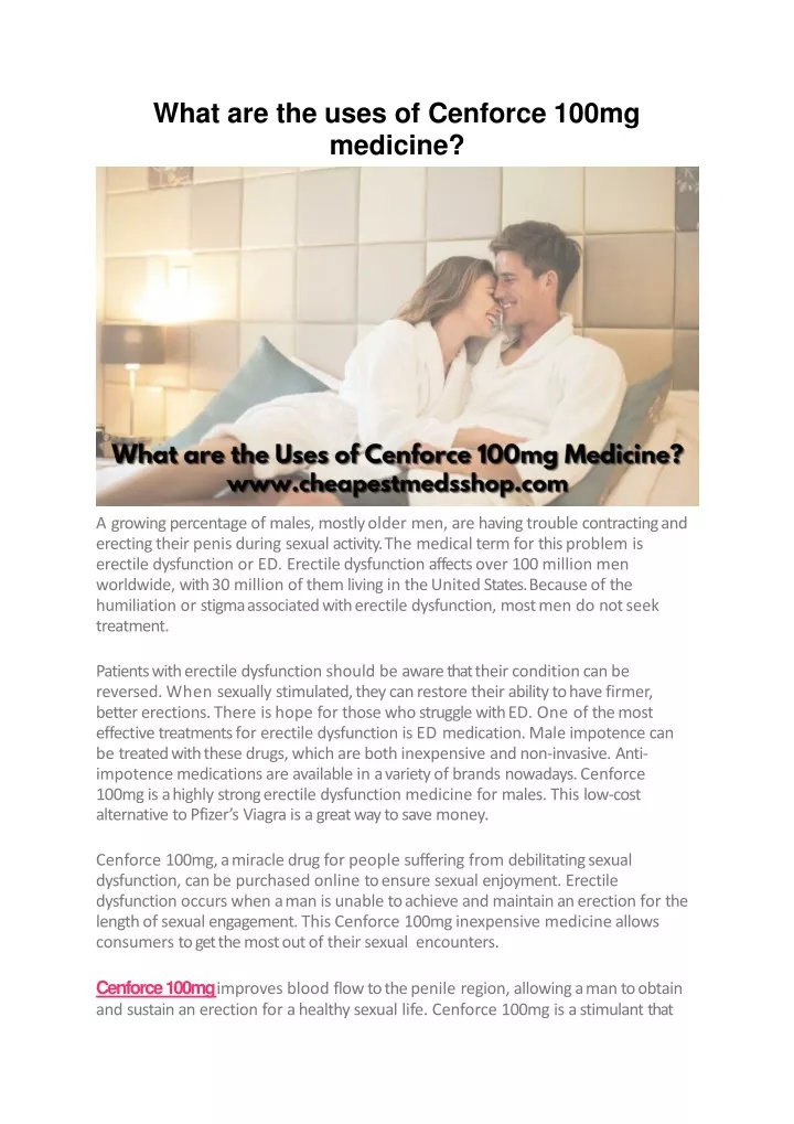 what are the uses of cenforce 100mg medicine