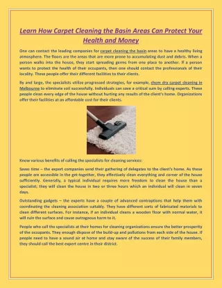 learn how carpet cleaning the basin areas