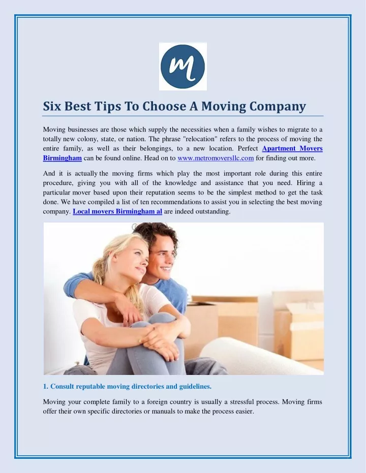 six best tips to choose a moving company